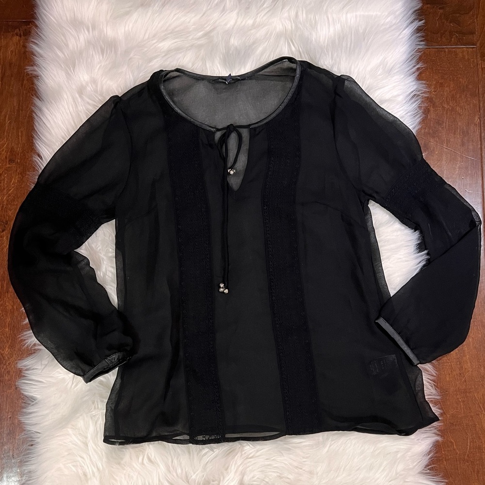 Marks & Spencer sheer blouse tunic cover-up long sleeve shirt with bell details